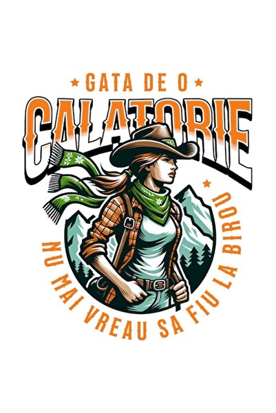 OEM Autocolant – Fată cu pălărie și rucsac, „Gata de călătorie / Nu vreau să ...