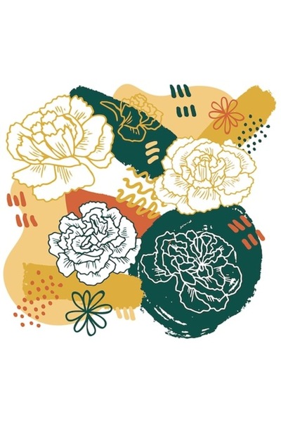 OEM Autocolant personalizat - Design floral abstract cu margini albe, vinil P...