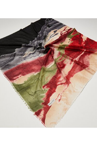 poloist Women Pulling Cotton Cotton Non-Slip Soft Scarf Wave Pattern Pattern 100X100 cm