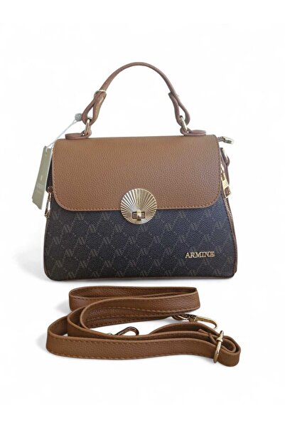 Armine Stylishly Designed Practical Shoulder Bag Brown Dotted