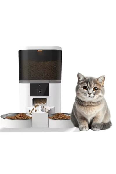 AMYMAT Pro Automatic Food Dispenser for Dogs and Cats, 6L, Double Stainless Bowl, Programmable