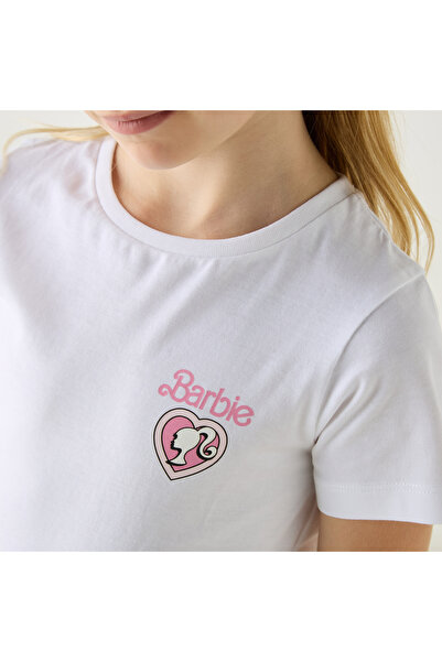 mattel Barbie Print T-shirt with Short Sleeves and Crew Neck