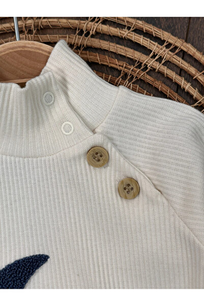 Bolly Baby Quilted Salopet Pine Embroidered Beret Turtleneck Badi Winter 3-Piece Baby Boy Set