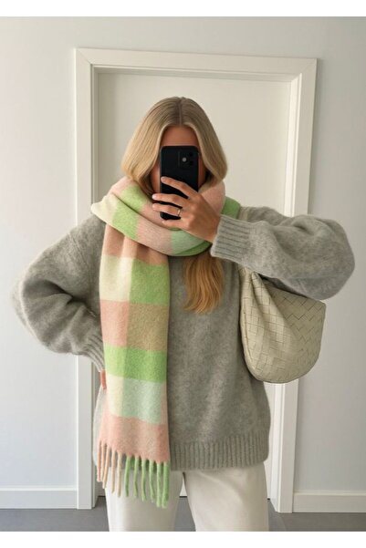 sf collection Colorful Puffy Boucle Soft Textured Patterned Scarf Shoulder Shawl