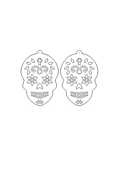 soonaksesuar Rainbow Reflective Skull Gothic Earrings, Stylish Laser Cut Earrings - Apbj029