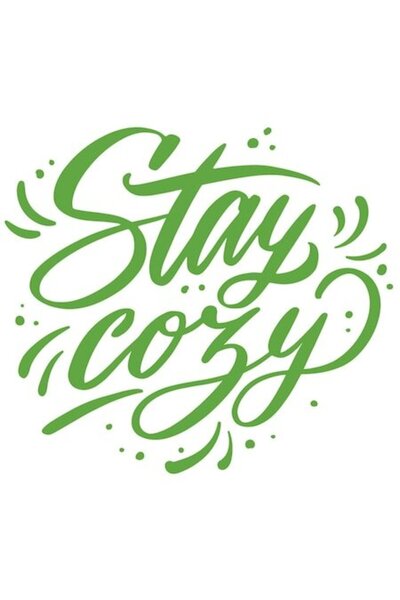 OEM Autocolant „Stay Cozy” - Vinil PVC verde, Bordură albă, 10 cm