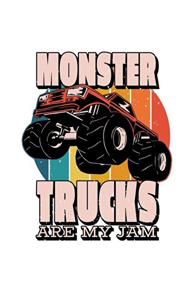 OEM Autocolant „Monster trucks are My Jam” cu bordură albă, vinil PVC 23 cm