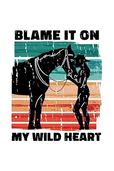 OEM Autocolant - Siluetă feminină sărutând un armăsar, „Blame It On My Wild H...