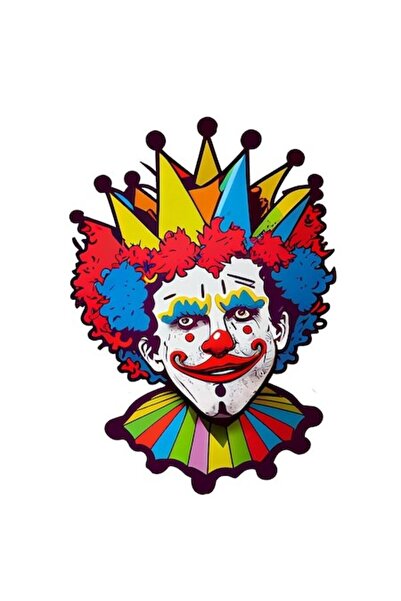 OEM Autocolant clovn multicolor, circ, copii, bordură albă, vinil PVC 23 cm