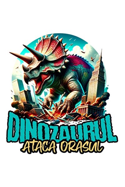 OEM Autocolant 3D cu dinozaur feroce „Distruge orașul”, copii, desene animate...