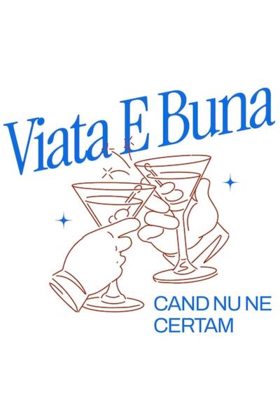 OEM Autocolant cu pahare elegante de șampanie, „Viața e frumoasă când nu ne c...