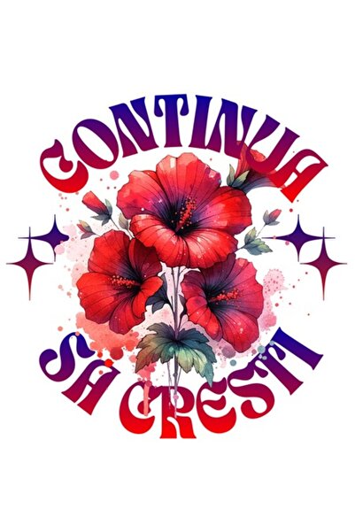 OEM Autocolant cu mac roșu și text motivațional „Continuă să crești”, vinil P...