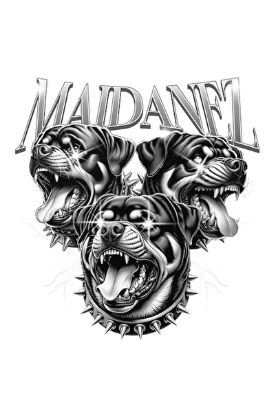 OEM Αυτοκόλλητο με θυμωμένα σκυλιά, κυνόδοντες και λαμπερά μάτια, κείμενο «Ma...