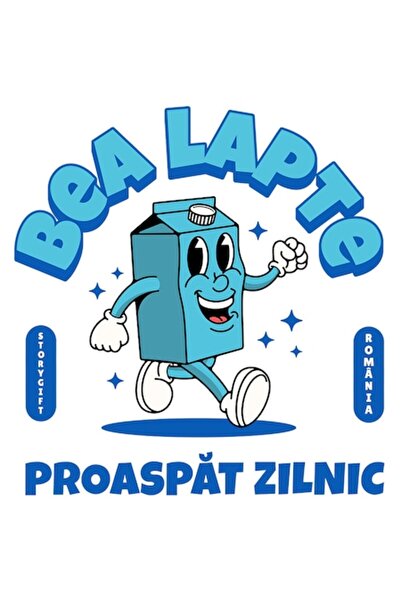 OEM Стикер с весела кутия за мляко, „Пийте прясно мляко всеки ден“, PVC винил...