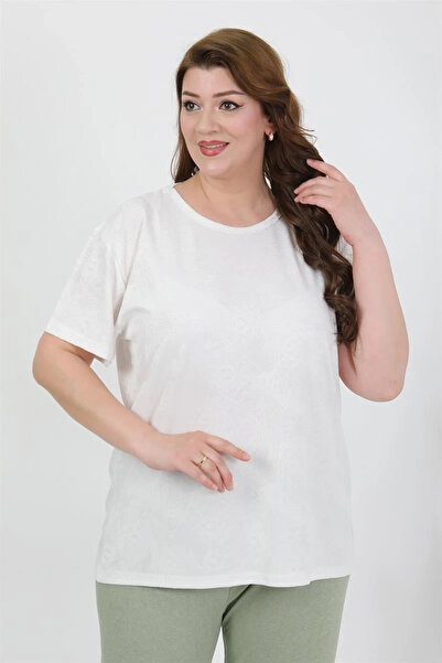 alfa expres Clothing Women's Plus Size Short Sleeve Combed Cotton Pajama Set White