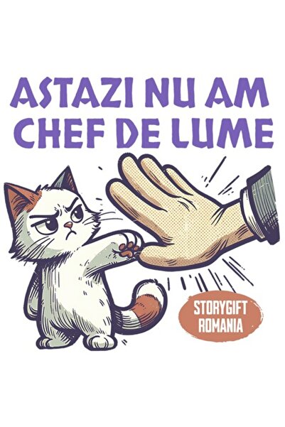 OEM Стикер с мърмореща котка "Здравей, човече, днес не съм в настроение" с бе...