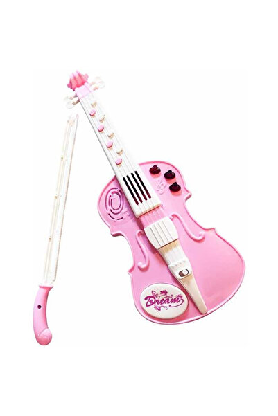 Krista Vioară de jucărie, cu arcuș, sunete și lumini, roz