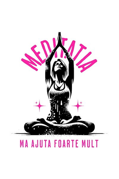 OEM Autocolant siluetă de femeie yoga cu textul în limba românească „Meditați...
