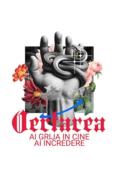 OEM Αυτοκόλλητο - Ανθρώπινο χέρι, επικίνδυνο φίδι, πολύχρωμα λουλούδια, κείμε...