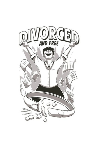 OEM Autocolant Divorțat, Liber și Fericit, Bordură Albă, Vinil PVC 15 cm