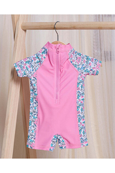 REDTAG Infant Girls Pink Printed Swimsuit