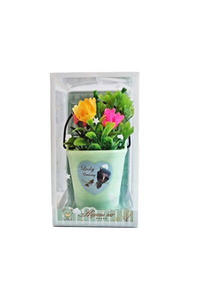 OEM Decorațiune cadou - flori de plastic în găleată, 10 x 5 cm, verde