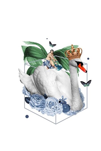 OEM Autocolant personalizat — Regina lebădă, flori, zeiță, fluture, artă abst...