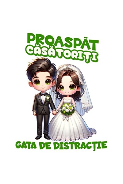 OEM Autocolant adeziv „Proaspăt căsătoriți, gata de petrecere” cu margini alb...