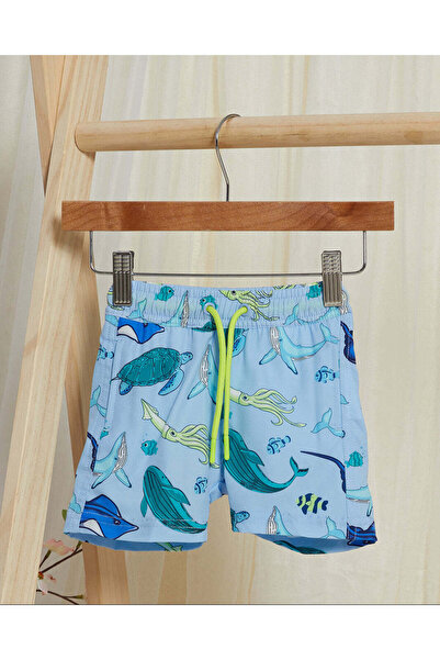 REDTAG Infant Boys Blue Fish Print Swim Set (2 Piece)