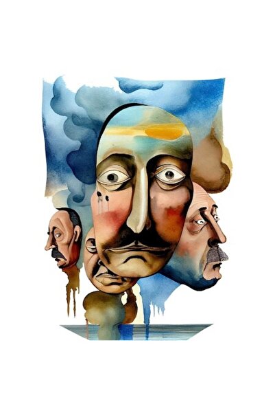 OEM Autocolant cu portret masculin, mustață, punct negru, pictură pe malul mă...