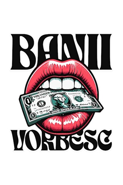 OEM Autocolant cu bancnotă Bite Dollar, text „Money Talks”, buze de femeie cu...