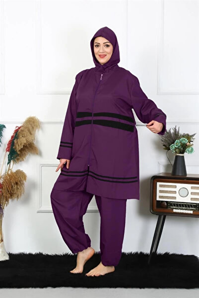 alfa expres Clothing Plus Size Hijab Swimwear Purple