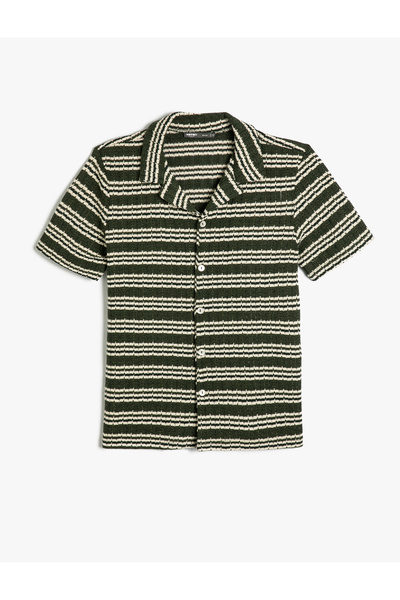 Koton Πουκάμισο με υφή με κοντό μανίκι πόλο με κουμπί