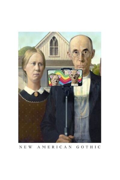 OEM Autocolant personalizat - New American Gothic, Selfie, Artă, cu margini a...
