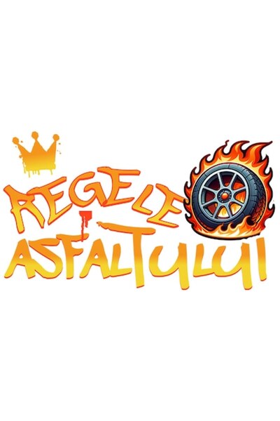 OEM Autocolant auto Royal Crown cu anvelopă și flăcări — „Regele asfaltului”,...