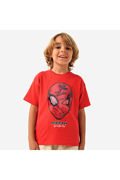 Marvel Spider-Man Print T-shirt with Crew Neck and Short Sleeves