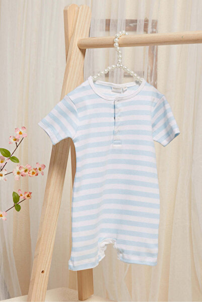 REDTAG Baby Blue And White Printed Bodysuit Set (Pack Of 2)