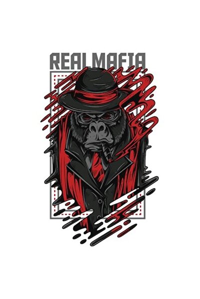 OEM Autocolant cu portret de gorilă - ținută elegantă de mafie, pălărie cu ba...