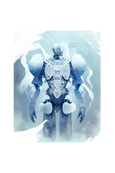 OEM Sticker - Robot Portrait, White Armor, Ice World, Sci-Fi, AI, Multicolor, White Border, PVC Vinyl 28