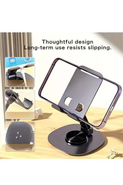 SAUDI حامل معدني قابل للتعديل للهواتف والأجهزة اللوحية بزاوية 360 درجة، محمول...