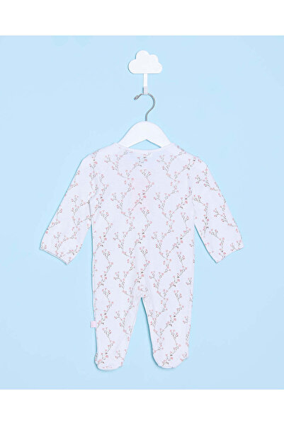 REDTAG Baby White Floral Print Sleepsuit