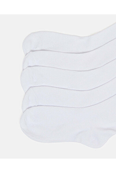 REDTAG Senior Girls White Crew Socks Set (5 Pairs)