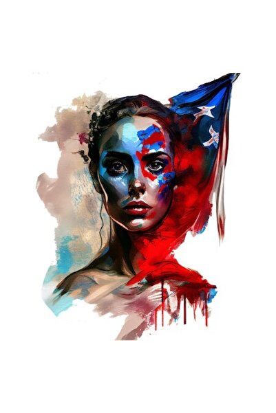 OEM Autocolant – Portret picurat cu o față pictată cu lacrimi și steagul SUA,...