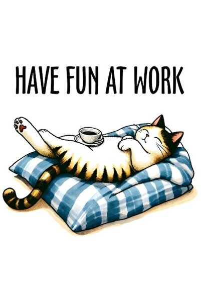 OEM Autocolant cu un pisoi adormit și mesajul „Distrează-te la serviciu” - bo...