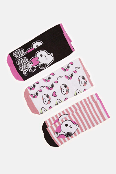 REDTAG مجموعة جوارب الكاحل بنقشة الفول السوداني للبنات الكبيرات (عبوة من 3 قطع)