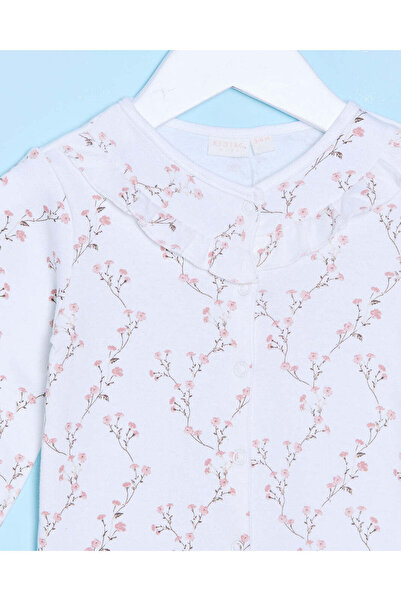 REDTAG Baby White Floral Print Sleepsuit