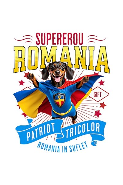 OEM Autocolant Teckel - Câine în costum de Căpitan cu Pelerină Românească, De...