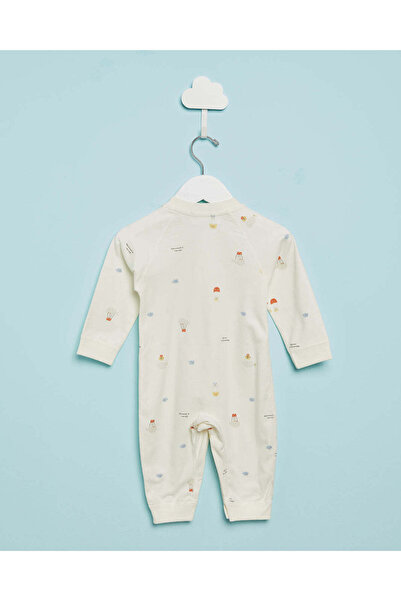 REDTAG Baby White Printed Sleepsuit