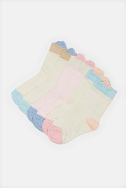 REDTAG Infant Girls Assorted Crew Length Socks (3 Pairs)