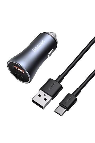 Baseus Încărcător auto rapid Golden Contactor Pro Dual (USB + USB-C) cu cablu...